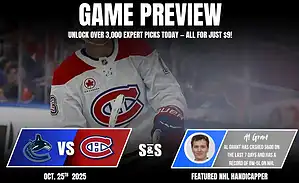 A hockey player in a Montreal Canadiens jersey stands in preparation for a game against the Vancouver Canucks on October 25, 2025.