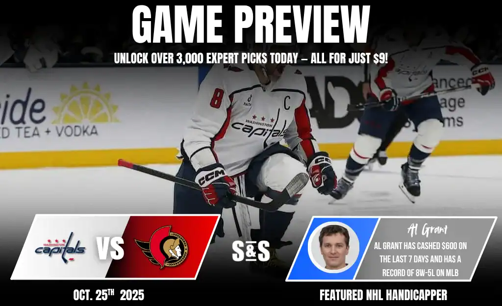 Washington Capitals vs Ottawa Senators Picks and Predictions October 25th 2025 1 Game preview for Capitals vs. Senators, featuring betting insights and expert picks for October 25, 2025.