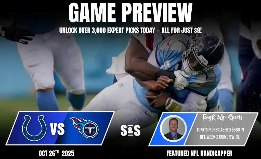 Indianapolis Colts vs Tennessee Titans Picks and Predictions October 26th 2025 1 Colts vs Titans October 26th