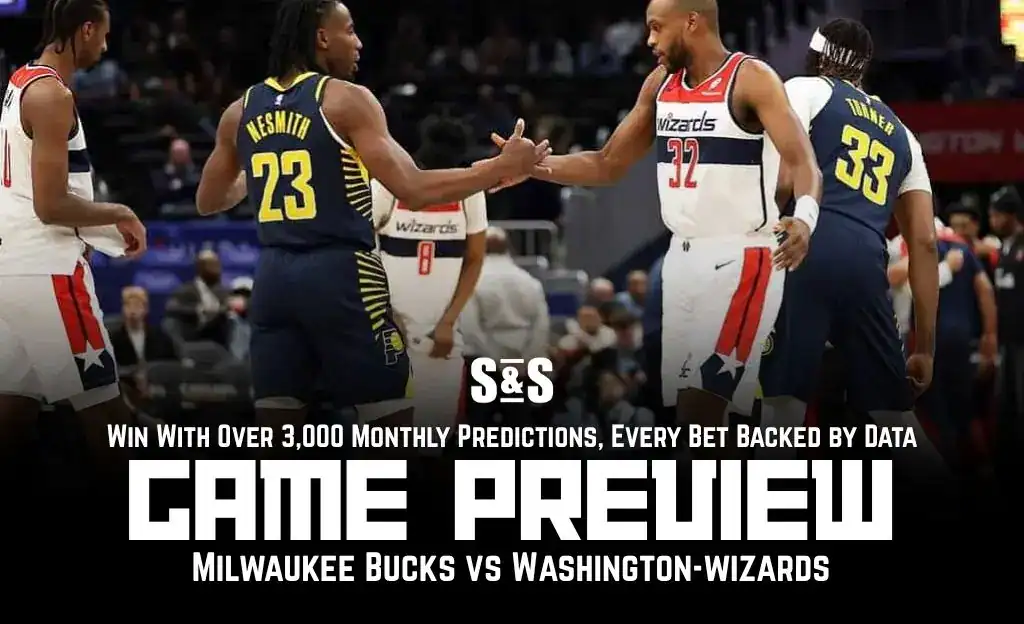 Basketball players from the Bucks and Wizards shake hands, signifying a competitive game preview between the two teams.
