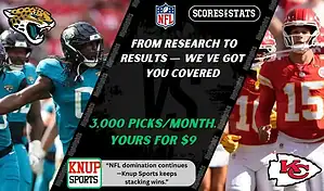 Jacksonville Jaguars and Kansas City Chiefs players in action with promotional banner for NFL picks and predictions on October 6th, 2025.
