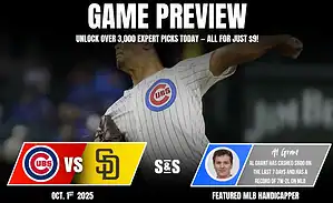 A Chicago Cubs pitcher delivers a throw during a game preview against the San Diego Padres, featuring statistics and expert picks.