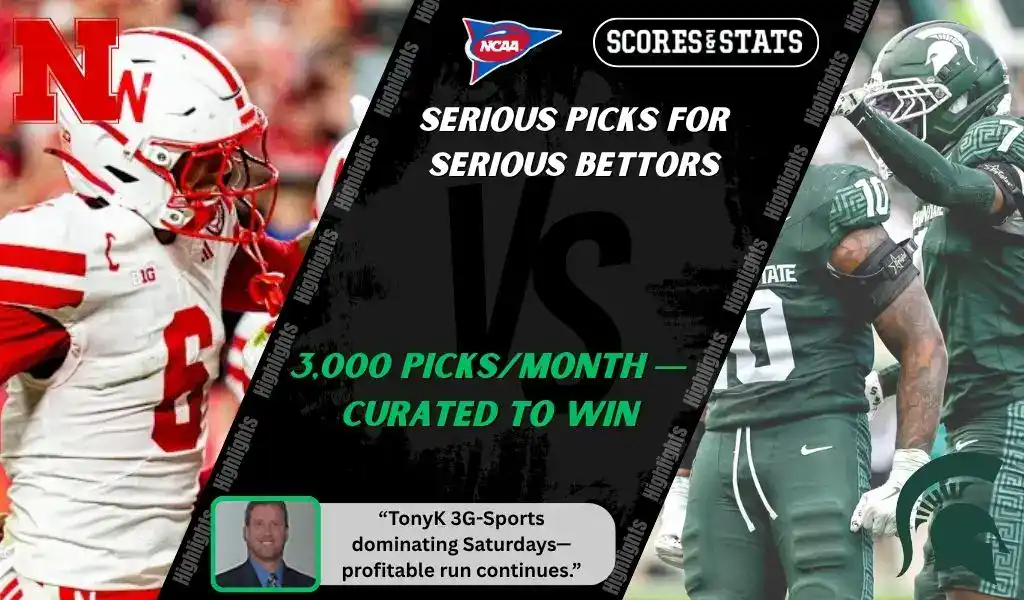 Nebraska Cornhuskers vs Michigan State Spartans college football matchup on October 4, 2025, with expert betting picks, predictions, and analysis.