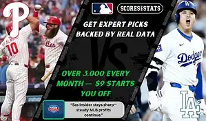 Philadelphia Phillies players celebrate while Los Angeles Dodgers batter reacts during a matchup promo for MLB picks and predictions on October 6th, 2025.