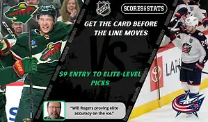 Minnesota Wild players celebrate on the ice as Columbus Blue Jackets skater looks on during NHL matchup promo for expert picks and predictions on October 11th, 2025.