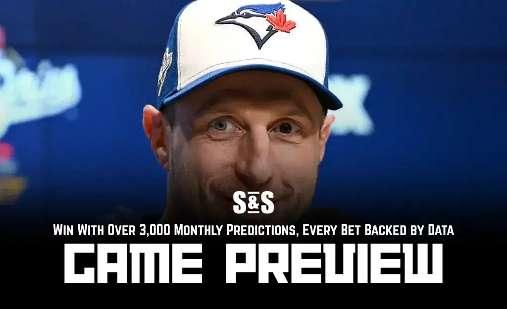 Previews 10 A person wearing a Blue Jays cap is featured in front of a sports background, with promotional text about a game preview.