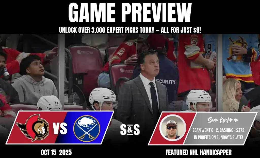 Ottawa Senators vs Buffalo Sabres Game Preview — featuring Sean Kuchman from ScoresAndStats, 6–2 record with +$372 profit.