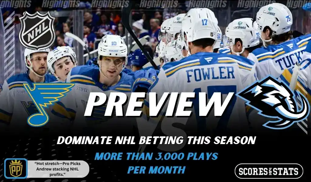 St Louis Blues vs Utah Mammoth preview graphic featuring NHL matchup promotion for November 29 2025.