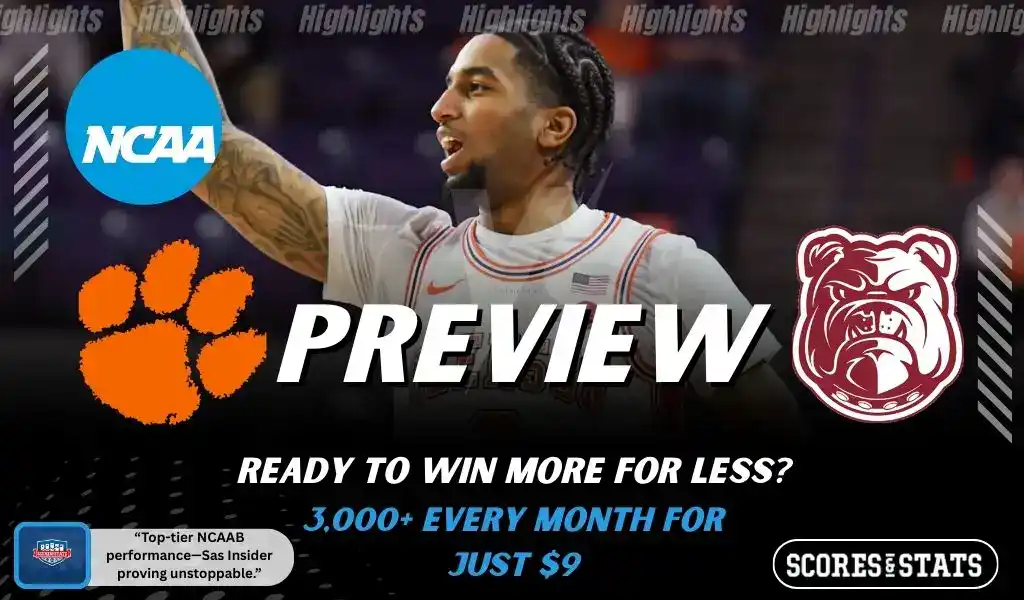 Preview graphic showing Clemson Tigers vs Alabama A&M Bulldogs for November 28, 2025 matchup.