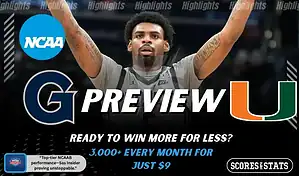 Preview image featuring Georgetown Hoyas and Miami Hurricanes ahead of their November 28, 2025 college basketball matchup.