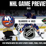 Home 20 NHL Game Preview: New York Islanders versus Minnesota Wild, highlighting upcoming match details and team logos.