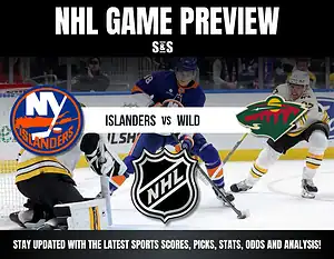 NHL Game Preview: New York Islanders versus Minnesota Wild, highlighting upcoming match details and team logos.