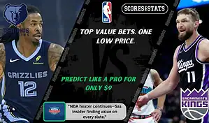 NBA promo graphic featuring Memphis Grizzlies and Sacramento Kings players with team logos and Scores and Stats branding, promoting betting picks and predictions for their November 20, 2025 matchup.