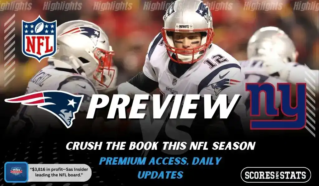 New England Patriots vs New York Giants preview graphic featuring NFL matchup promotion for December 1 2025.