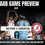 Home 44 NCAA Basketball game preview: St. John's Red Storm faces Alabama Crimson Tide, featuring players in action on the court.