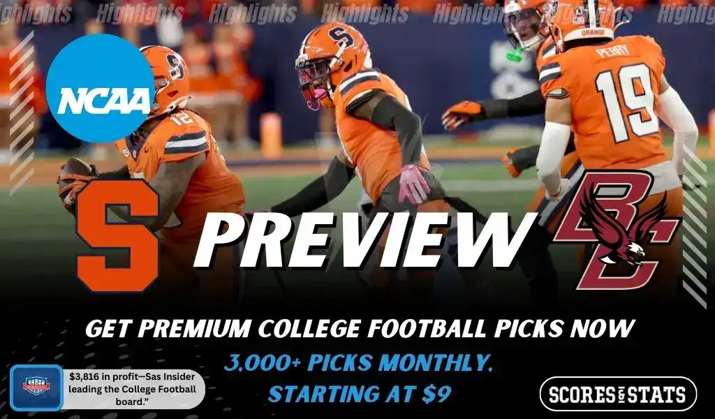 Preview graphic for Syracuse Orange vs Boston College Eagles college football matchup on November 29th, 2025.