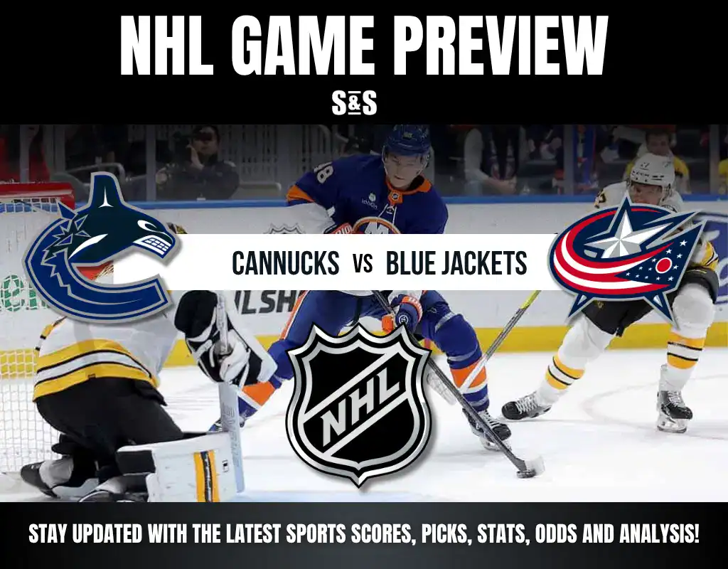NHL game preview for the matchup between the Vancouver Canucks and Columbus Blue Jackets, with action on the ice.