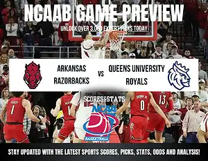Arkansas Razorbacks vs Queens University Royals NCAA Basketball preview, non-conference matchup in Fayetteville.