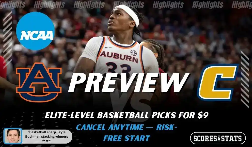 Auburn Tigers vs Chattanooga Mocs college basketball game preview graphic