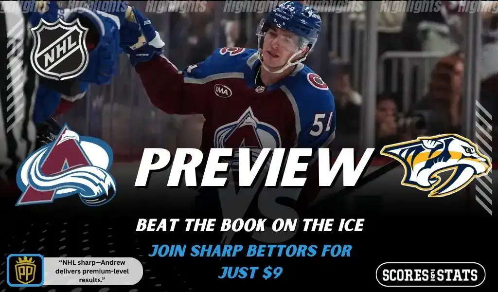 Colorado Avalanche vs Nashville Predators NHL game preview with players in action, December 13, 2025