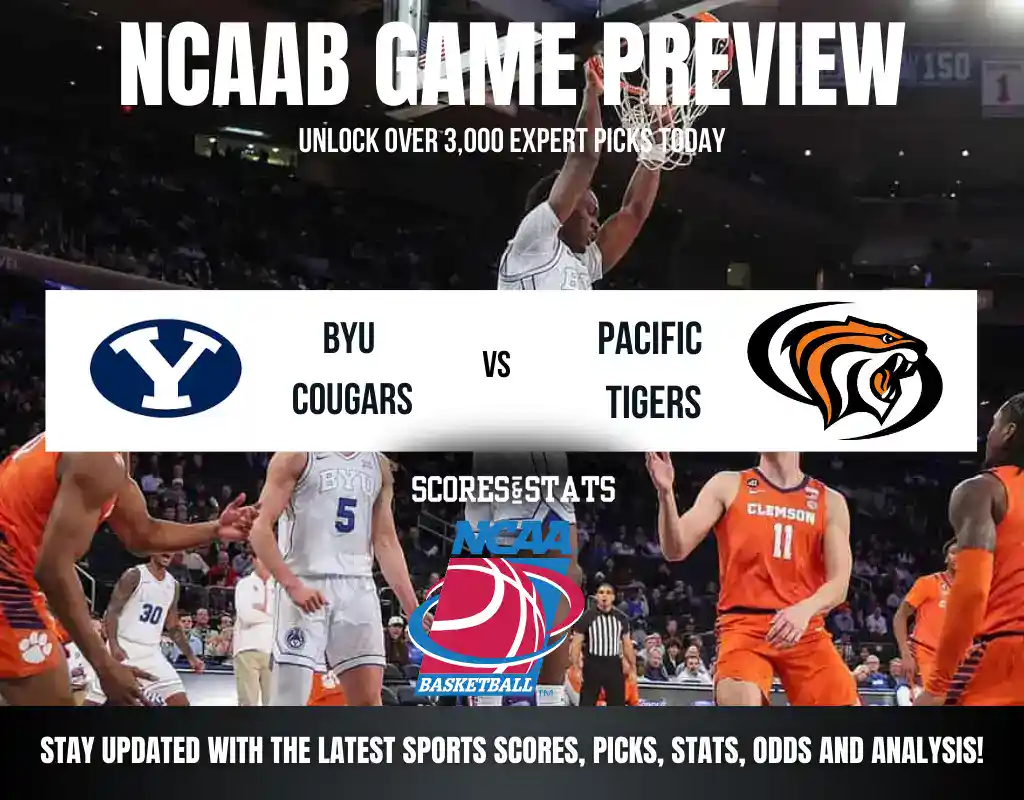 NCAAB 6 BYU Cougars vs Pacific Tigers NCAA Basketball preview, non-conference matchup in Provo.