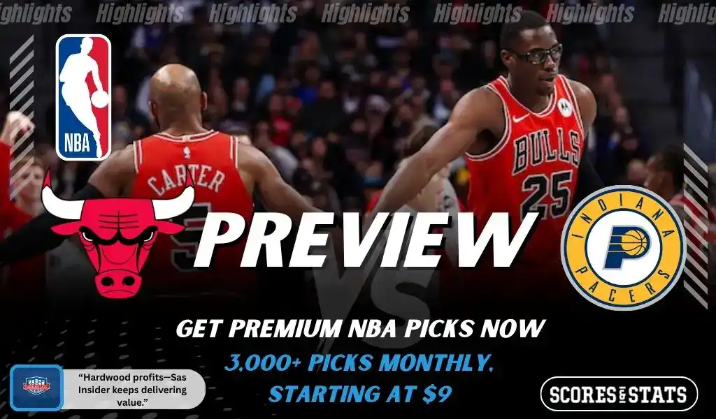 Previews 10 Chicago Bulls and Indiana Pacers featured in NBA preview graphic ahead of their upcoming matchup.