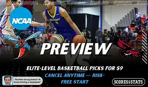 Delaware State Hornets vs Saint Josephs Hawks NCAA basketball game preview image featuring Delaware State player dribbling the ball with team logos displayed