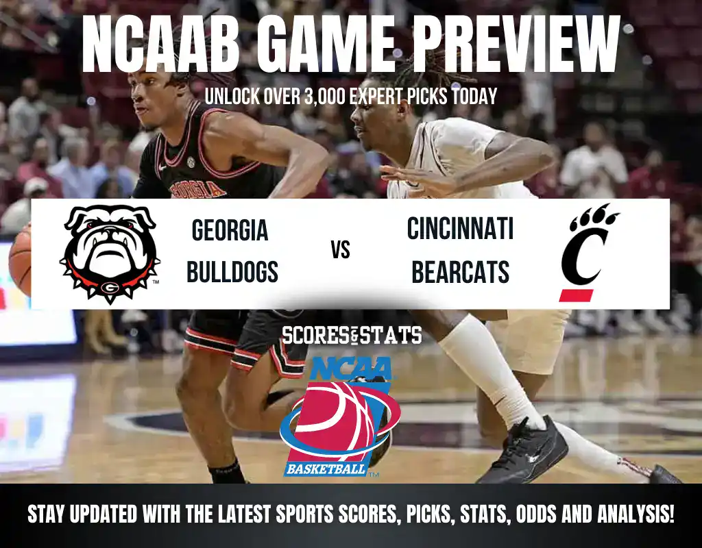 Previews 10 Georgia Bulldogs vs Cincinnati Bearcats NCAA Basketball preview, Holiday Hoopsgiving matchup in Atlanta.