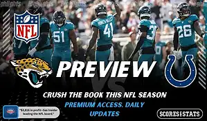Jacksonville Jaguars and Indianapolis Colts featured in NFL preview graphic ahead of their upcoming matchup.
