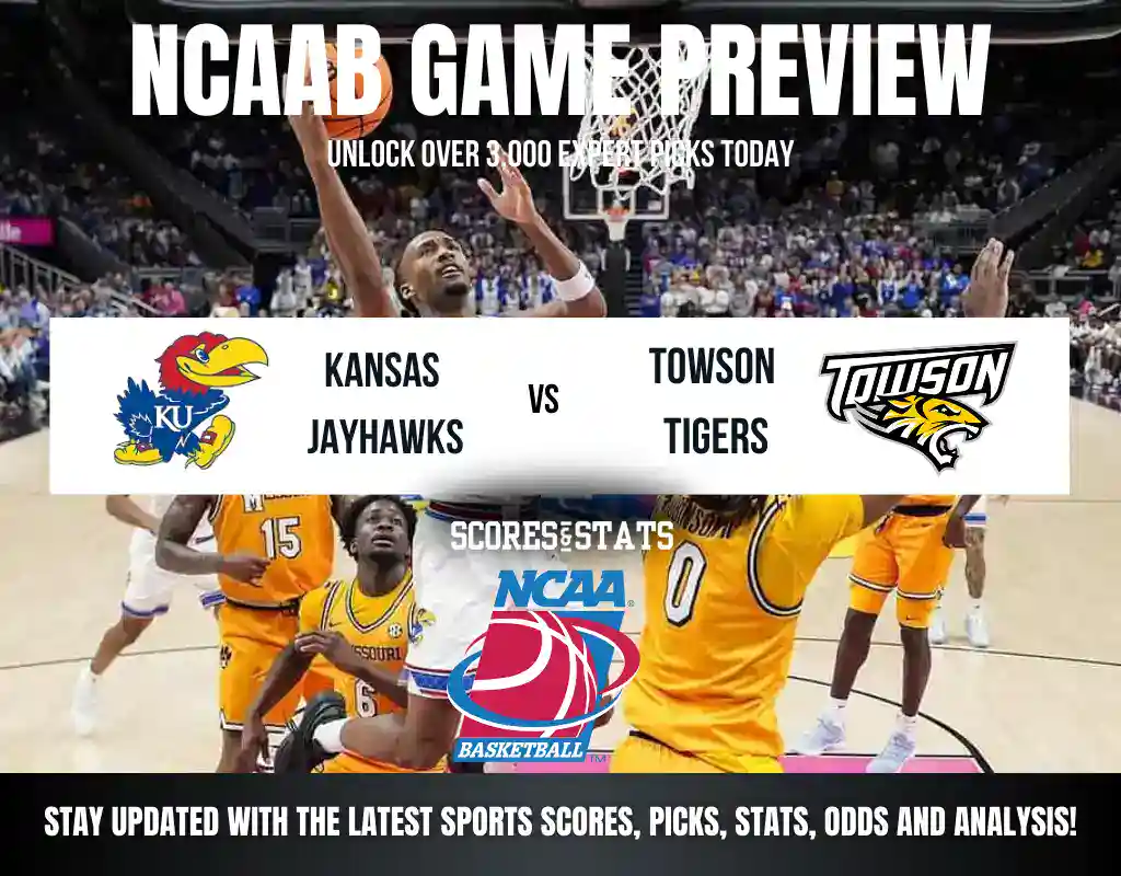 NCAAB 8 Kansas Jayhawks vs Towson Tigers NCAA Basketball preview, non-conference matchup at Allen Fieldhouse.