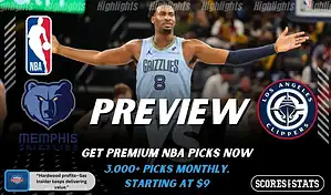 Memphis Grizzlies and LA Clippers featured in NBA preview graphic ahead of their upcoming matchup.