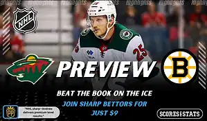 Minnesota Wild vs Boston Bruins NHL game preview with players on the ice and team logos, December 14 2025