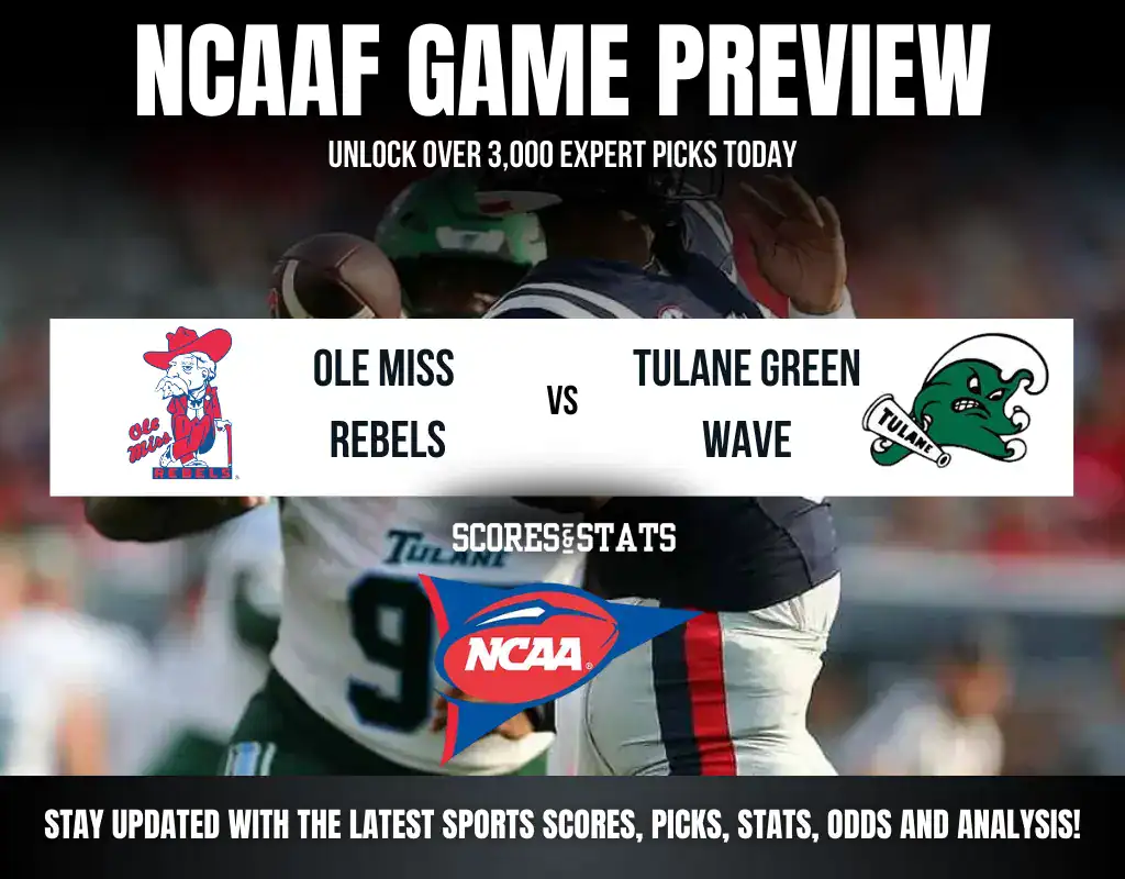 NCAAF 3 College Football Playoff betting preview featuring Ole Miss Rebels vs Tulane Green Wave with odds and predictions.