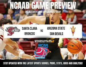 Santa Clara Broncos vs Arizona State Sun Devils NCAA Basketball preview, non-conference matchup in Henderson, Nevada.