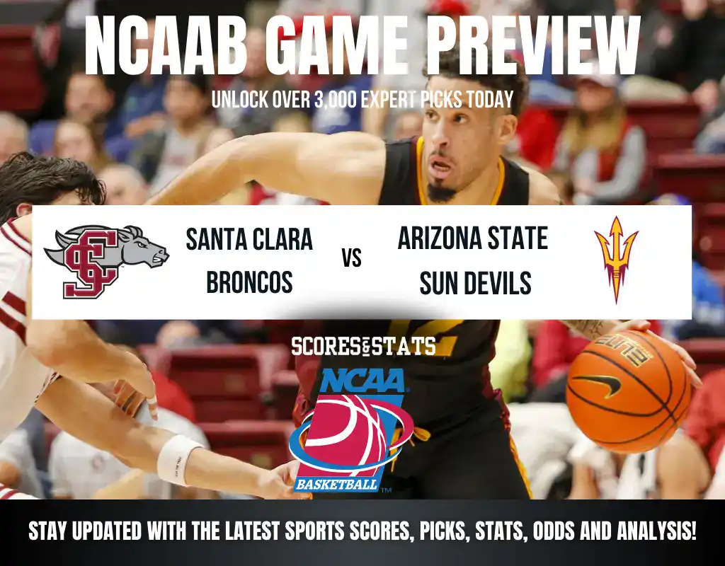 Santa Clara Broncos vs Arizona State Sun Devils NCAA Basketball preview, non-conference matchup in Henderson, Nevada.
