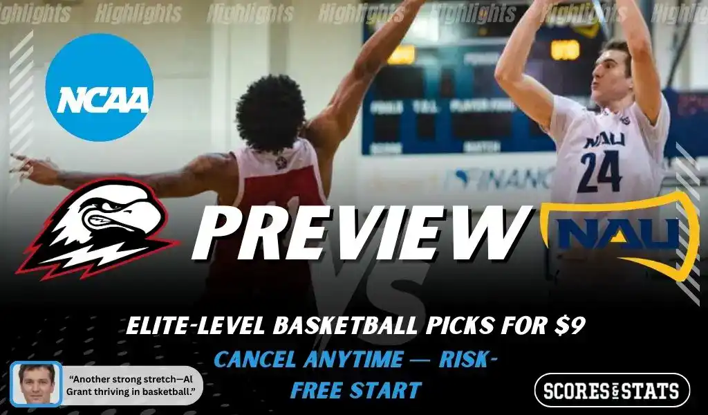 Previews 9 Southern Utah Thunderbirds vs Northern Arizona Lumberjacks NCAA basketball game preview image showing players contesting a shot with team logos displayed