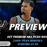 Home 13 San Antonio Spurs vs Washington Wizards NBA game preview image featuring Spurs player on the court with team logos displayed