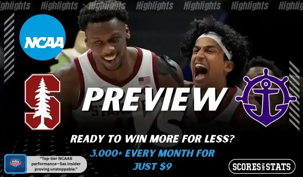 Stanford Cardinal vs Portland Pilots preview graphic featuring NCAA basketball matchup promotion for December 1 2025.