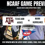 Home 36 College Football Playoff betting preview featuring Texas A&M Aggies vs Miami Hurricanes with odds and predictions.