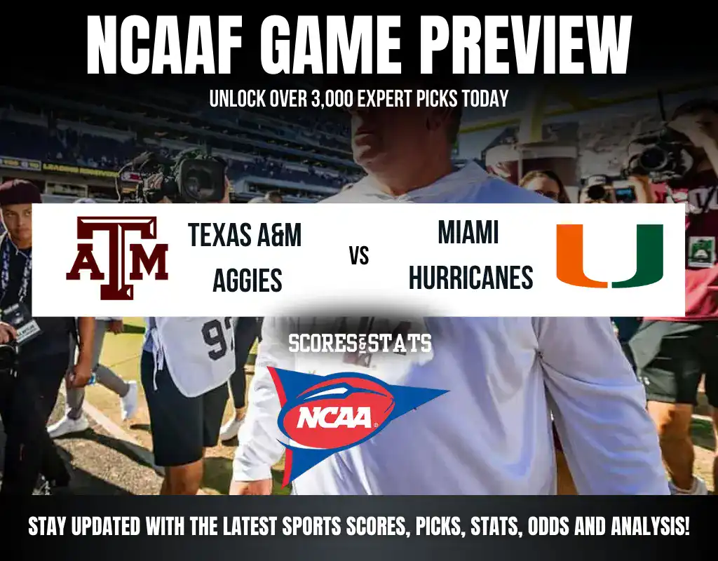 College Football Playoff betting preview featuring Texas A&M Aggies vs Miami Hurricanes with odds and predictions.