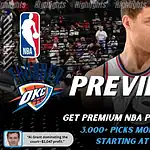 Home 13 Oklahoma City Thunder vs Los Angeles Clippers NBA game preview image featuring Thunder player on the court with team logos displayed