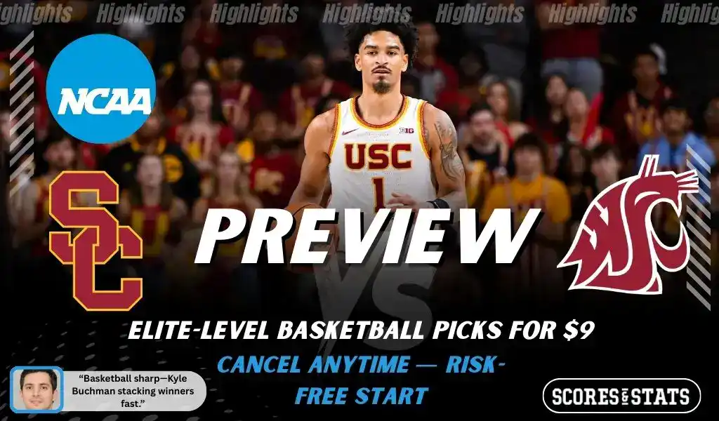 USC Trojans vs Washington State Cougars college basketball game preview with on-court action, December 14, 2025