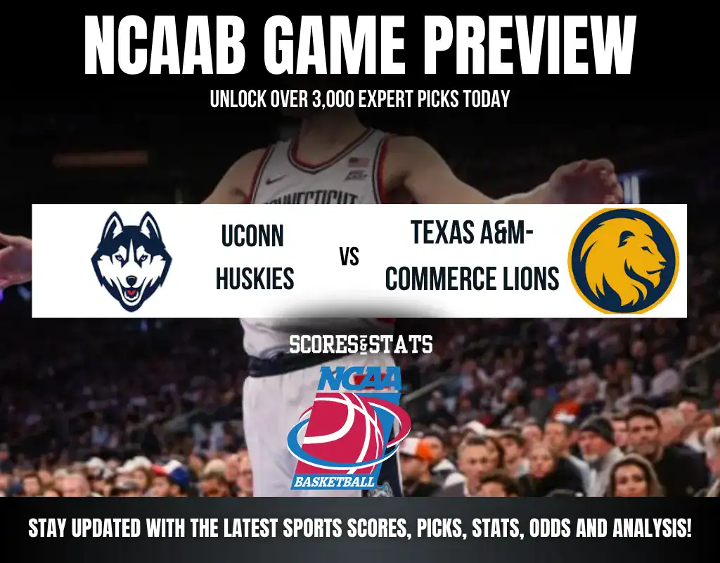 UConn Huskies vs Texas A&M-Commerce Lions NCAA Basketball preview, non-conference game at Gampel Pavilion.