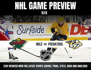 NHL game preview featuring the Minnesota Wild vs. Nashville Predators, with key player actions on the ice.
