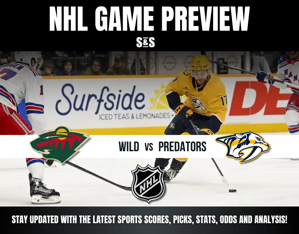 NHL game preview featuring the Minnesota Wild vs. Nashville Predators, with key player actions on the ice.