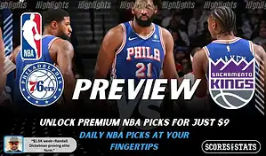 Philadelphia 76ers vs Sacramento Kings preview graphic with NBA branding, team logos, and picks and predictions for January 29 2026
