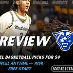 NCAA basketball preview graphic for Appalachian State Mountaineers vs Georgia State Panthers featuring player action shot, both team logos, and “Preview” text for Jan 8, 2026