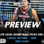 Arkansas State Red Wolves vs Georgia State Panthers preview graphic with team logos and NCAA branding promoting college basketball picks and predictions for January 24 2026