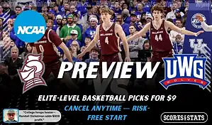 Bellarmine Knights vs West Georgia Wolves NCAA basketball preview graphic with team logos and players in the background January 1 2026