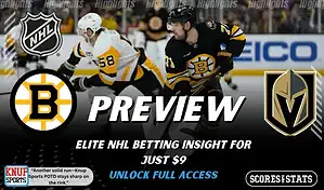 Boston Bruins vs Vegas Golden Knights NHL preview graphic showing Bruins players in action with both team logos for January 22 2026
